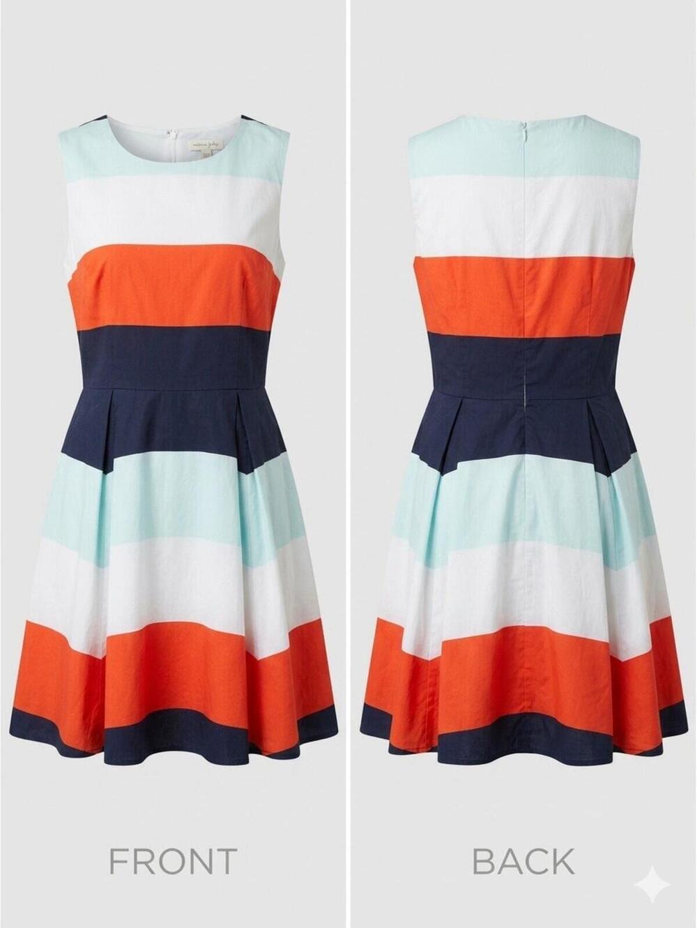 MAISON JULES Red Blue Striped Fit&Flare Dress Medium NWT New Reg $89